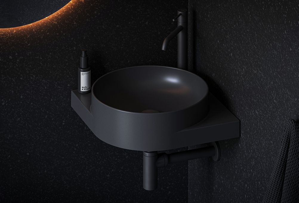 Yard hörntvättställ i svart