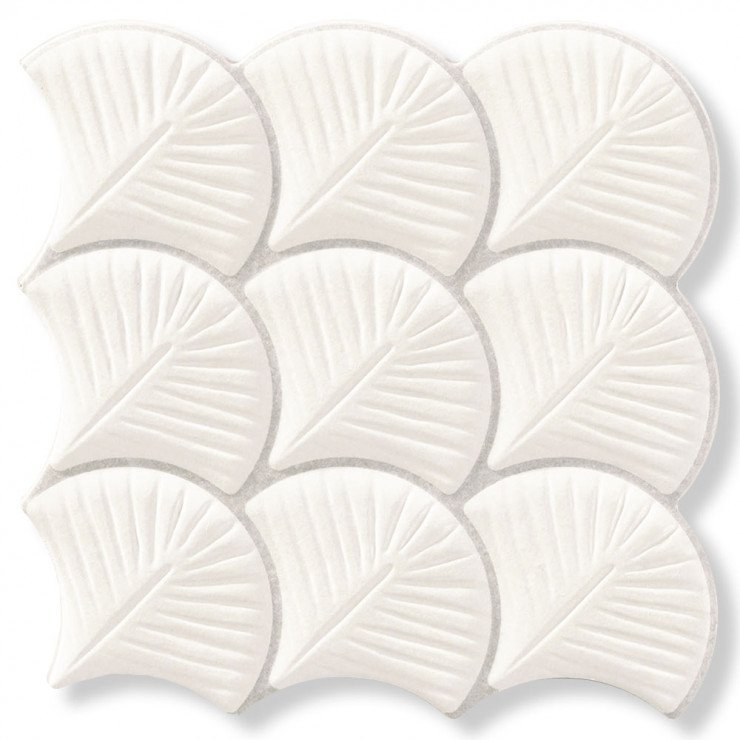 Vægflise Scale Shell Hvid Mat-Relief 31x31 cm-0