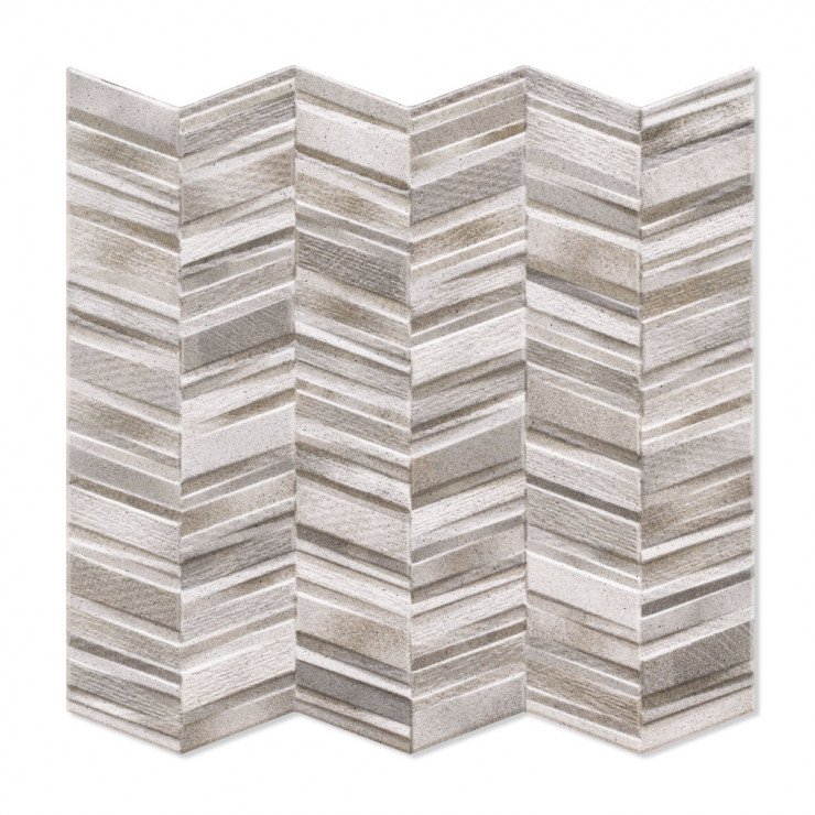 Klinker Chevron Lysegrå Mat-Relief 44x44 cm-0