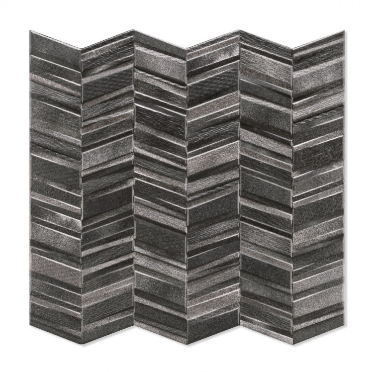 Klinker Chevron Mørkegrå Mat-Relief 44x44 cm-0