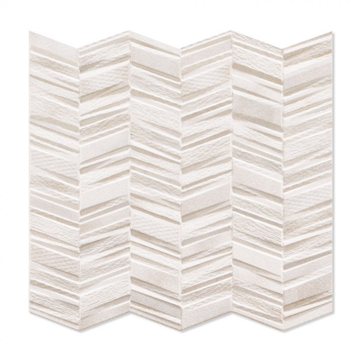 Klinker Chevron Hvid Mat-Relief 44x44 cm-0