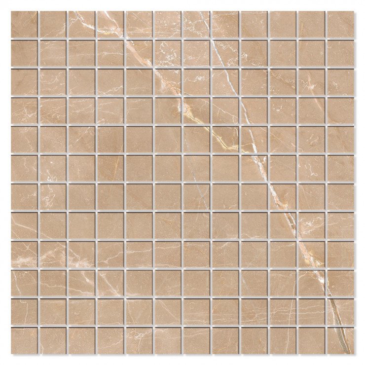 Marmor Mosaik Klinker Bottocino Lysebrun Mat 30x30 (2.5x2.5) cm-0