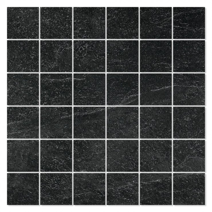 Mosaik Klinker Slate Rock Sort Mat 30x30 (5x5) cm-0