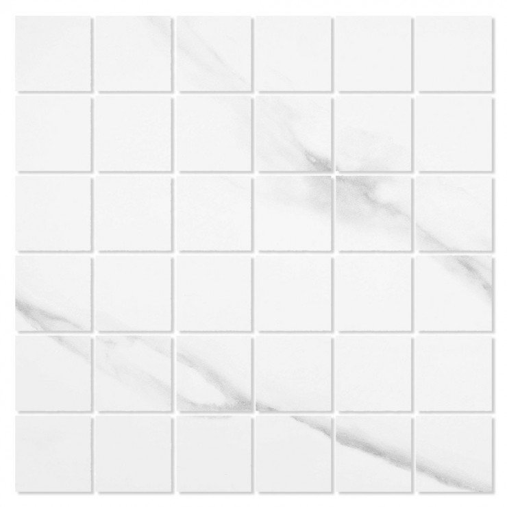 Marmor Mosaik Klinker Duomo Hvid Mat 30x30 (5x5) cm-0