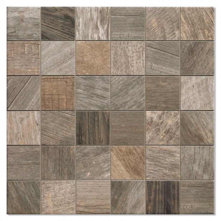 Mosaik Klinker Sequoia Brunt Træ Mat 33x33 (5.5x5.5) cm-0