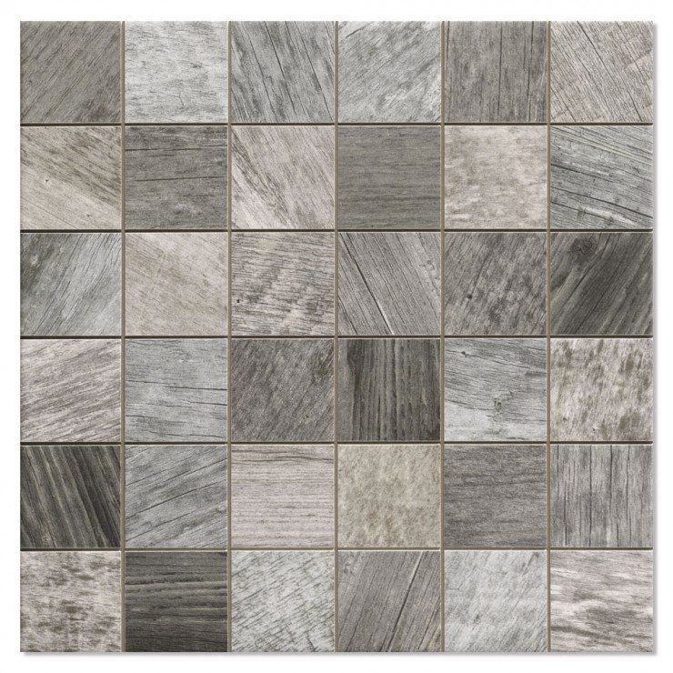 Mosaik Klinker Sequoia Grå Træ Mat 33x33 (5.5x5.5) cm-0