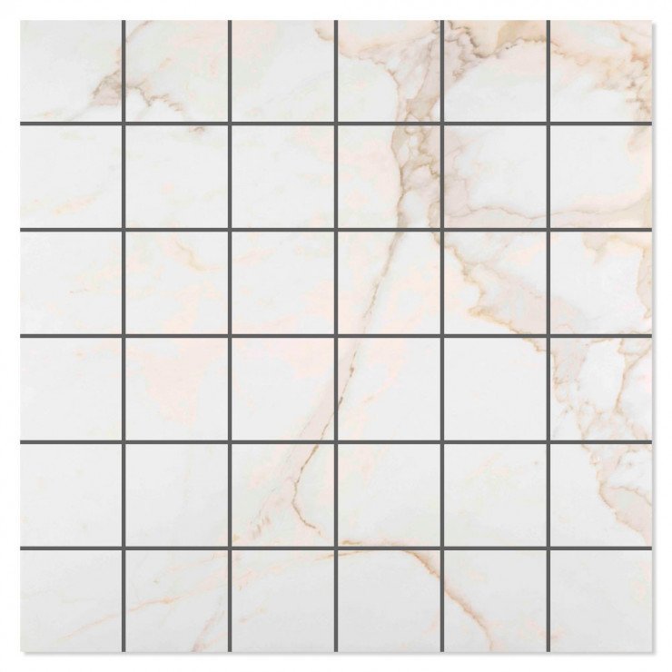 Mosaik Marmor Klinker Lancelot Hvid Mat 30x30 (5x5) cm-0