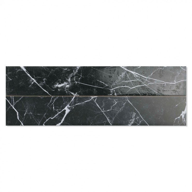 Marmor Klinker Dark Marble Sort Mat 21x63 cm-0