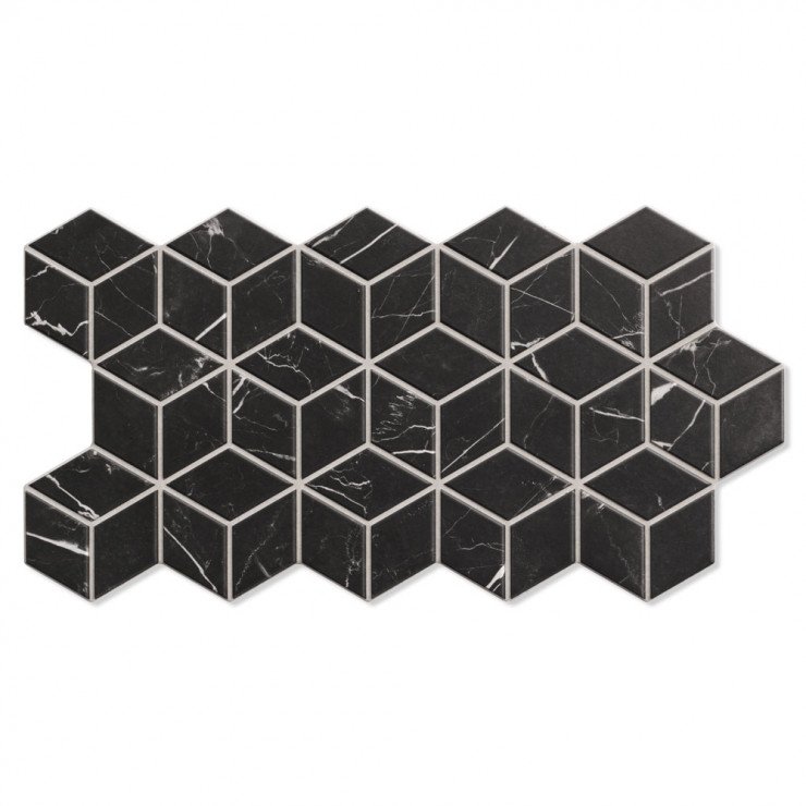 Marmor Klinker Rhombus Sort Diamant Mat 27x51 cm-0