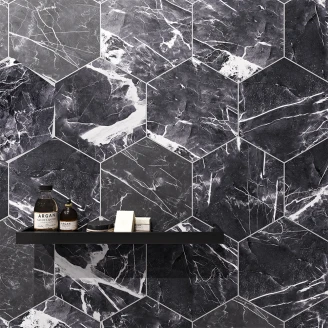 Marmor Klinker Dark Marble Sort Mat 29x33 cm