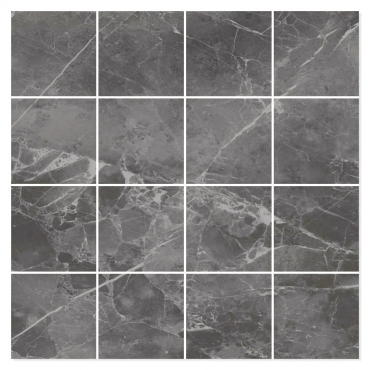 Marmor Mosaik Klinker Soapstone Premium Grå Mat 30x30 (7x7) cm-0