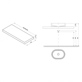 Ravak Bordplade I for Håndvaske Træ Eg Mat 100 cm-2