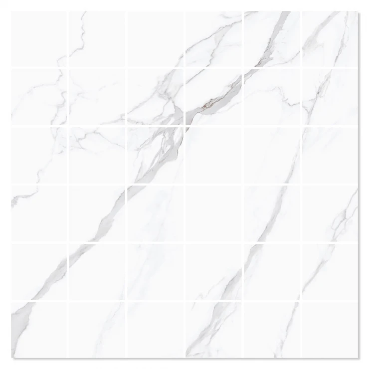 Marmor Mosaik Klinker Marmo Bianco Hvid Mat 30x30 (5x5) cm-0