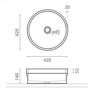 Bathco Håndvask Solid Surface Prato Hvid Dekor Grå Træ-2