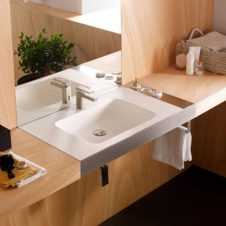 Bathco Håndvask Solid Surface Nansa Hvid Matt 90 cm med Stel af Rustfrit Stål