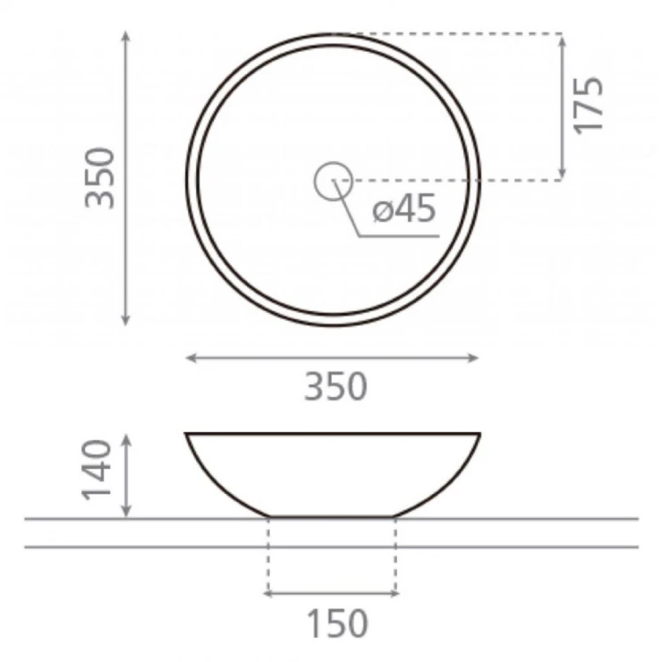 Bathco Håndvask Castellon C Hvid Glat 35 cm-1