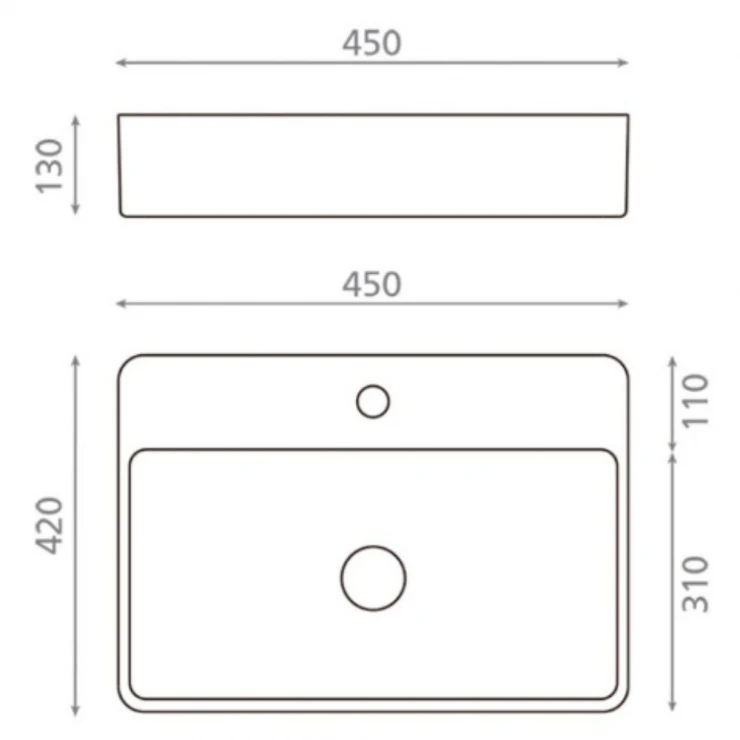 Bathco Håndvask Santona Hvid Glat 45 cm-1