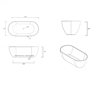 Sira Håndlavet Cement Badekar Duna Grå Matt 17 cm-2