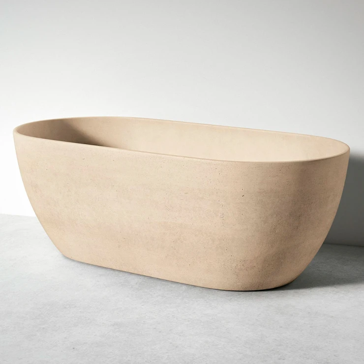 Sira Håndlavet Cement Badekar Duna Mørk Beige Matt 17 cm-0