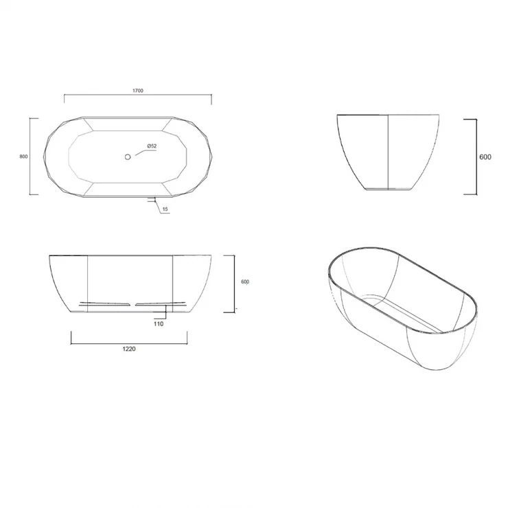 Sira Håndlavet Cement Badekar Duna Lyseblå Matt 17 cm-1