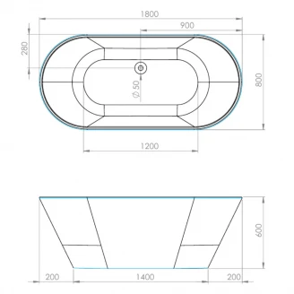 Badekar Avalon Grøn Glat 180x80 cm-2