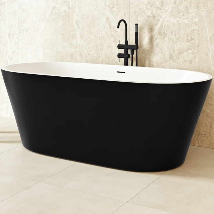 Badekar Luna Sort Matt 170x75 cm-1