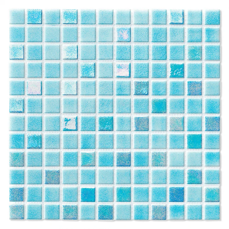 Poolmosaik Indigo Bland Lyseblå Blank 32x32 cm-0