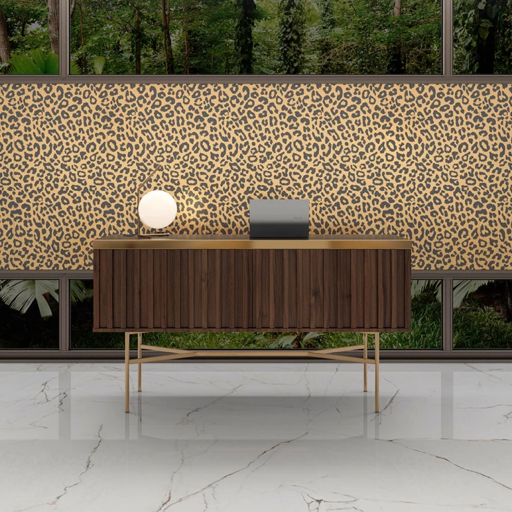 Vægflise Elite Print Guld Leopard Blank 60x120 cm-1