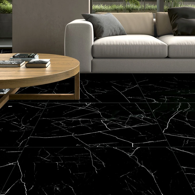 Unicomstarker Marmor Klinker Nero Marquinia Mat 60x60 cm-1