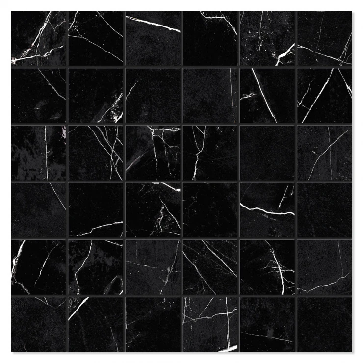 Unicomstarker Marmor Mosaik Klinker Nero Marquinia Mat 30x30 (5x5) cm-0