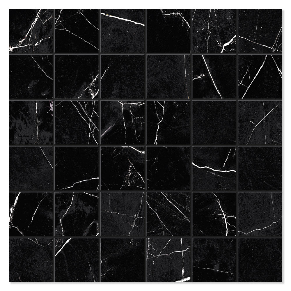 Unicomstarker Marmor Mosaik Klinker Nero Marquinia Mat 30x30 (5x5) cm