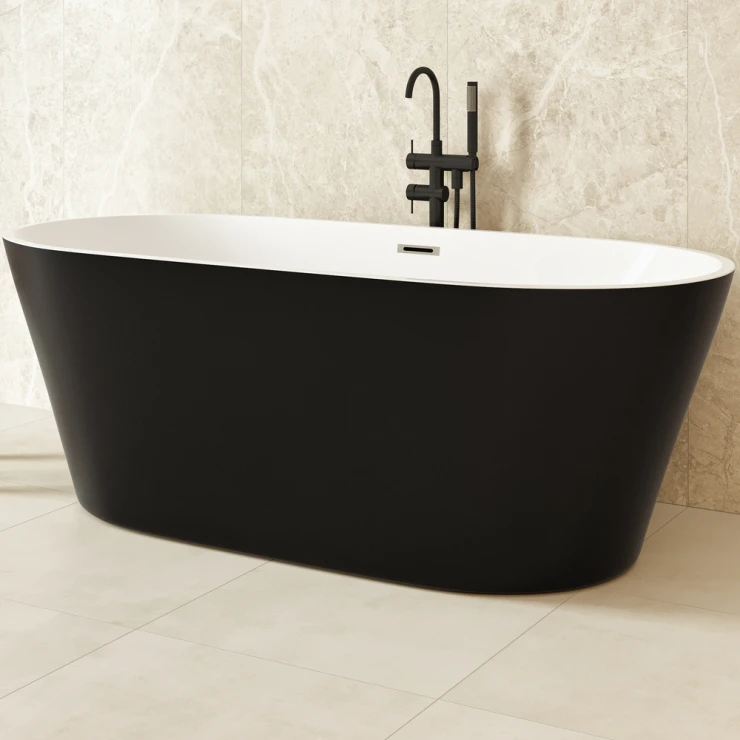 Badekar Luna Sort Matt 170x75 cm-0