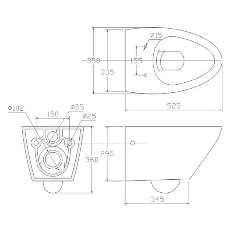 Bathco Væghængt Toilet Cascais Hvid Glat-1