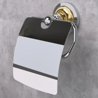 Toiletpapirholder med Låg <strong>Solbacken</strong>  Guld-Krom