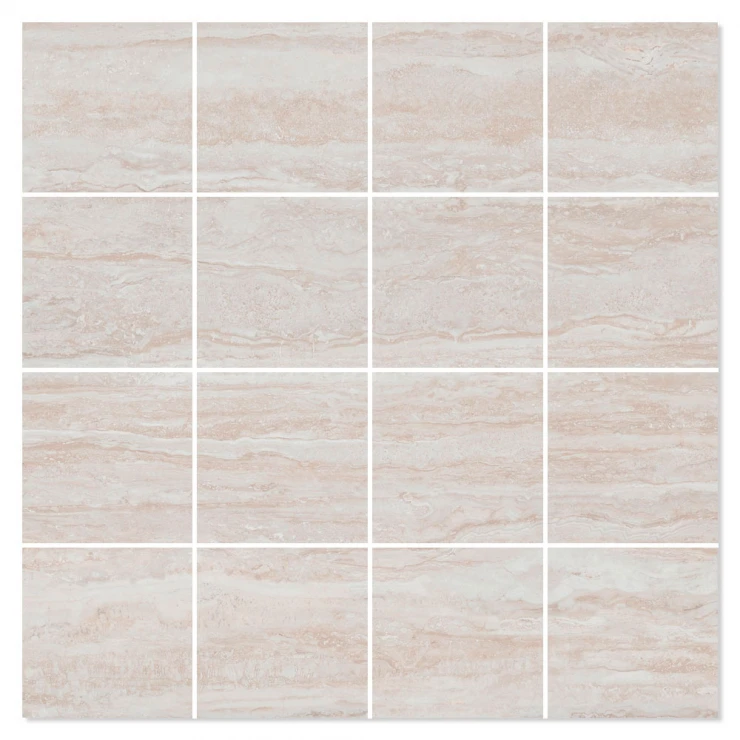 Mosaik Klinker Travertino Elfenben Blank 30x30 (7x7) cm-0