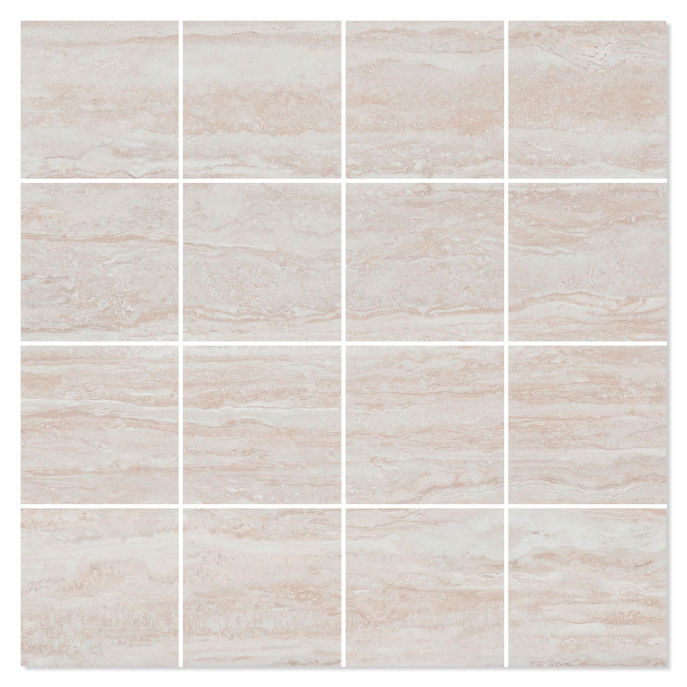 Mosaik Klinker Travertino Elfenben Blank 30x30 (7x7) cm