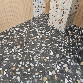 Klinker Guss-Terrazzo Sort Mat 60x60 cm