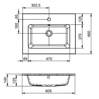 Håndvask Velluto Hvid Mat 60 cm-2