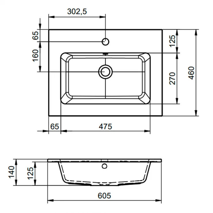 Håndvask Velluto Hvid Mat 60 cm-1