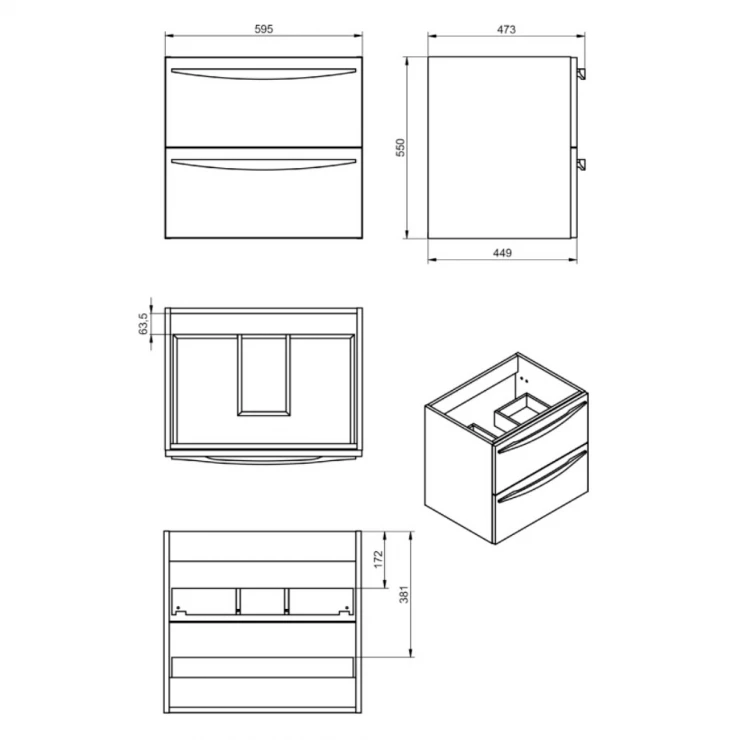 Håndvask Skab Impero Hvid Mat 60 cm-1