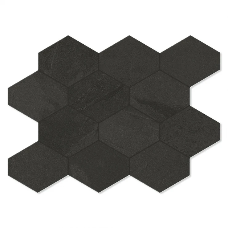 Unicomstarker Heksagon Klinker Brazilian Slate Rail Black Mat 25x34 cm-0