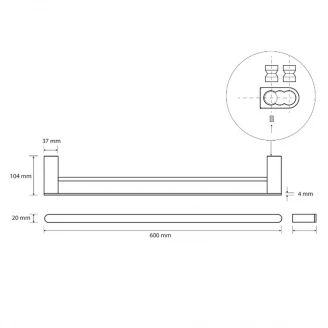 Dobbelte Håndklædestang Industrial Sort Mat 60x10.4 cm-2