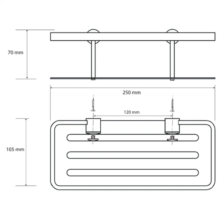 Brusekurv Line Krom Glat 25 cm-1