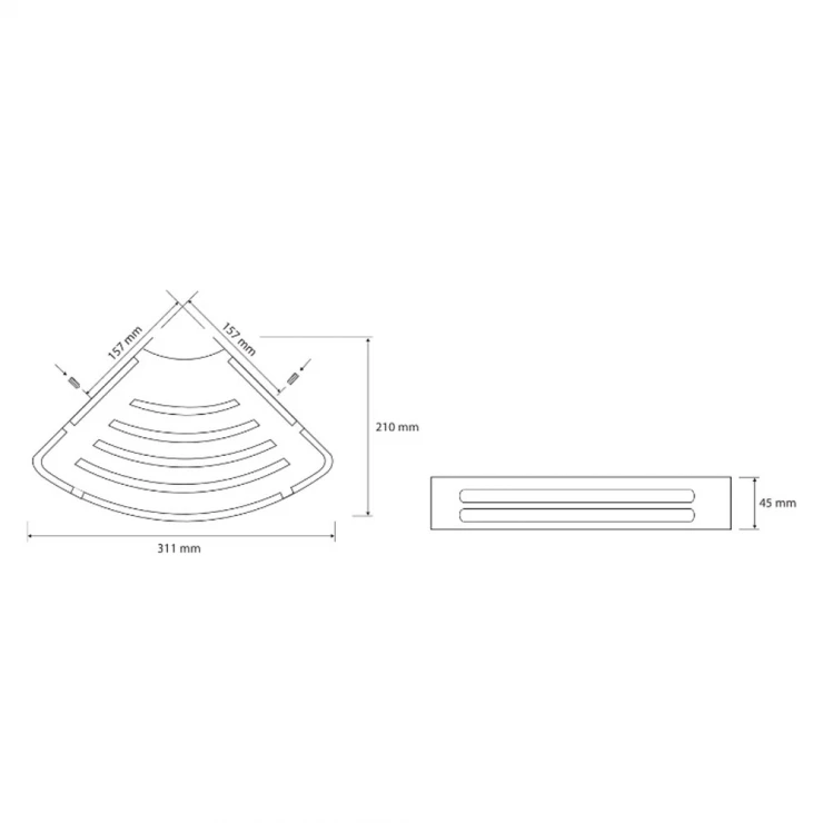 Brusekurv Line Hjørne Krom Glat 31.1 cm-1