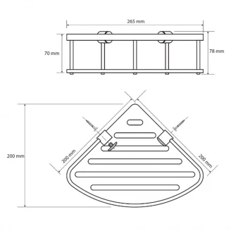 Brusekurv Line Hjørne Sort Mat-2