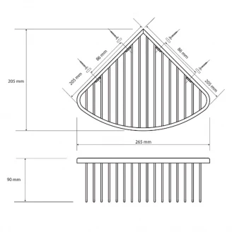 Brusekurv Line Hjørne Krom Glat 26.5 cm-2