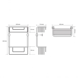 Dobbelte Brusekurv Line Krom Glat 22 cm-2