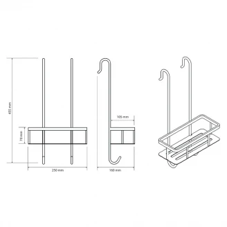 Hængende Brusekurv Line Krom Glat 25 cm-2