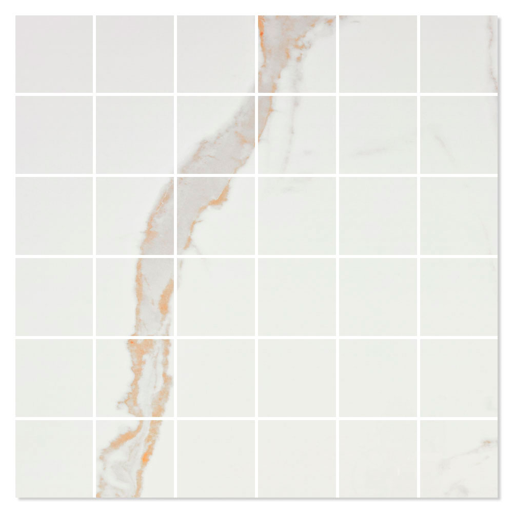 Marmor Mosaik Klinker Serenity Hvid Poleret 30x30 (5x5) cm