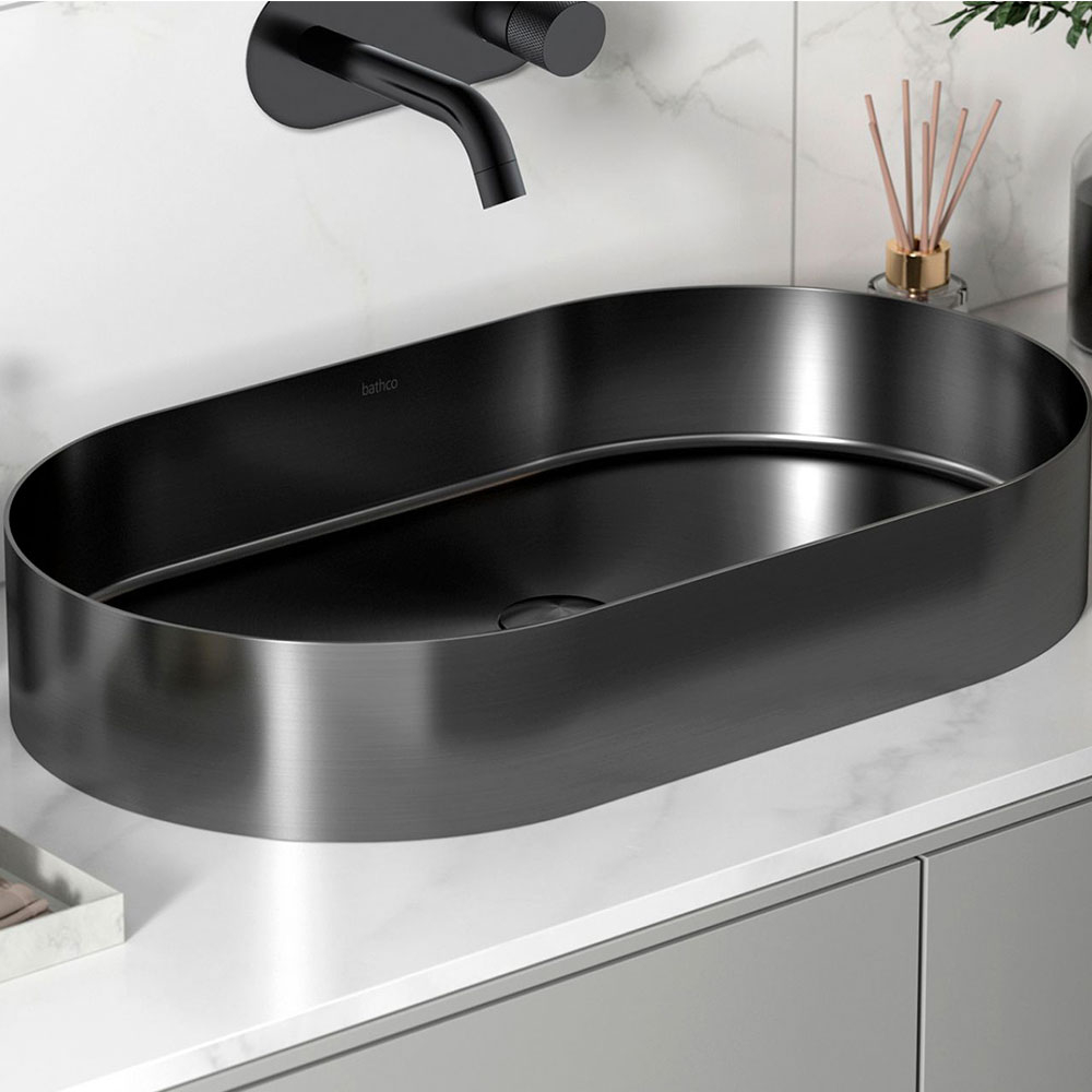 Bathco Håndvask Detroit Oval Metallic Mørk Krom 38 cm